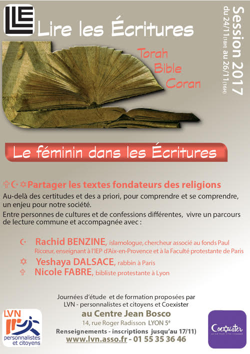 Lire Les Écritures - Le Féminin dans les écritures du 24 au 26 Novembre 2017