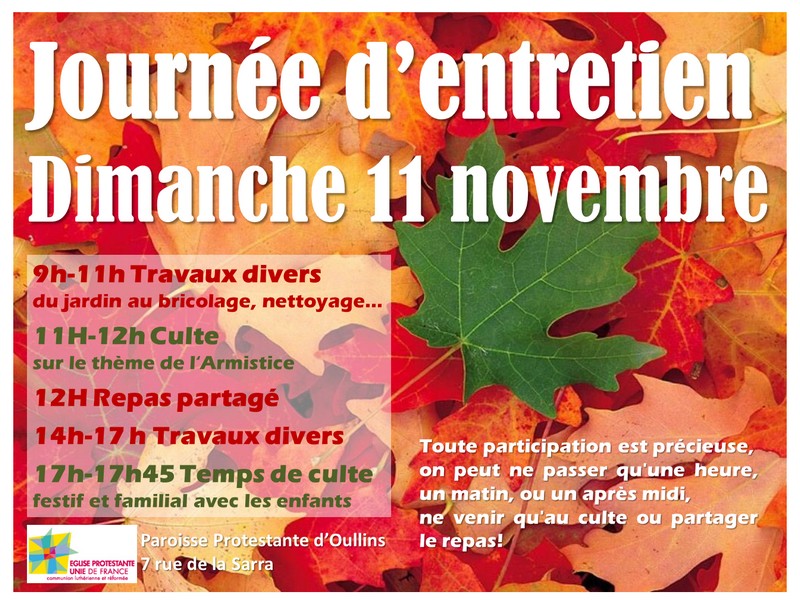 Journée d'entretien le 11 Novembre 2018