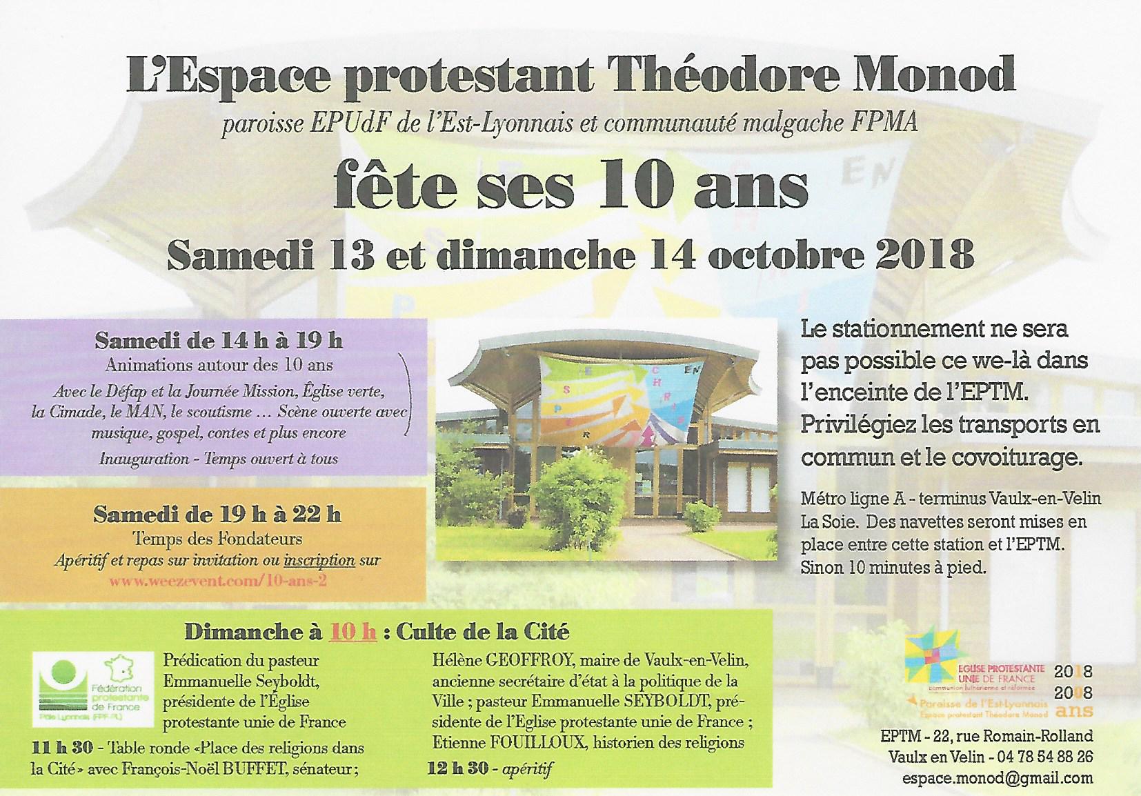Les 10 ans Theodore Monod, le weekend du 13 et 14 Octobre