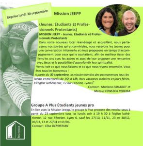 Mission JEEPP*, reprise le 30 Septembre
