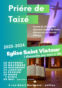 Prière mensuelle avec des chants de Taizé