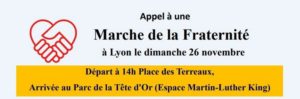 Marche de la fraternité à Lyon le dimanche 26 novembre
