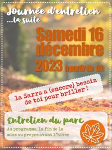 Journée d’entretien, Samedi 16 décembre 2023