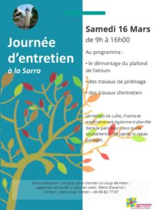 Journée d’entretien, Samedi 16 Mars 2023