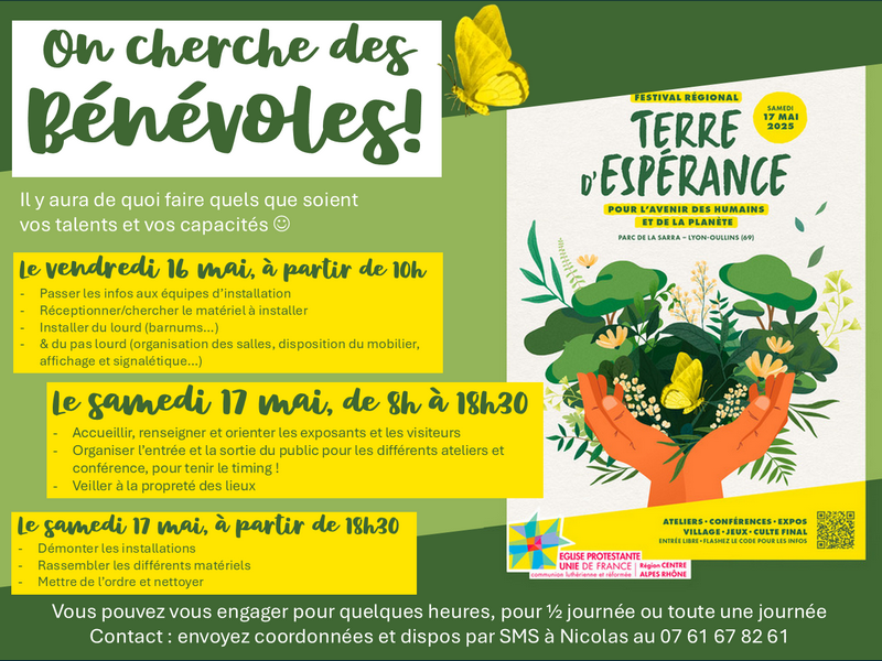 Recherche Bénévoles pour la journée Terre d'espérance