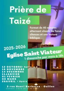 Prière mensuelle de Taizé à St Viateur