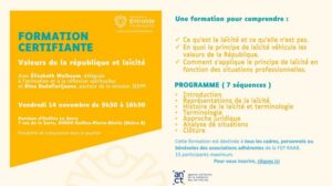 Formation Certifiante « Valeurs de la République et Laïcité »