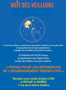 Nuit des veilleurs, lundi 22 juin à la Sarra